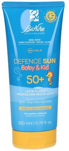 promo 1+1 omaggio Bionike Defence Sun Baby & Kid - Latte Solare Fluido per Bambino e Neonato, Azione Protettiva, Effetto Waterproof e Anti-sabbia, Lenisce e Ripara la Pelle, 200 ml