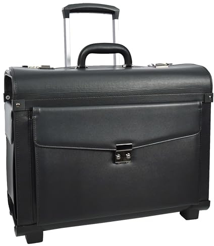 Pilot Case 2 Wheeled Faux Leather Lightweight Business Cabin Travel Bag Toulon Black