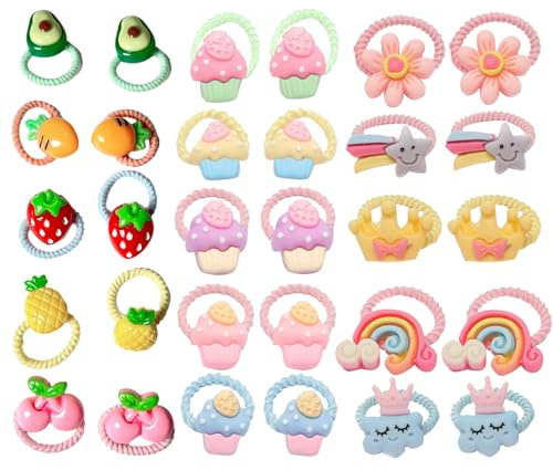 30 Stück Baby Haargummi,Elastische Haargummis Kinder mit Früchte,Haargummi Baby Feines Haar,Soft Süße Kleine Haargummis für Babys,für Kleine Mädchen Kinder Babys