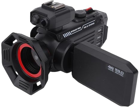 Cuifati 4K -videokamera, Digitalkamera med 50x Digital Zoom, WiFi -anslutning, för Vlogging, Fotografering och Inspelning, Stöd för Upp Till 512 GB Minneskort, Varmskogränssnitt (BLACK)