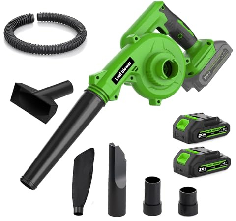 Adedad Akku-Laubbläser 150 MPH Elektrischer Laubsauger mit 2×2.0Ah Akkus & Hochleistungsmotor, 2‑in‑1 Akku-Gebläse für Gartenlaub, Hofschmutz, Terrassenstaub