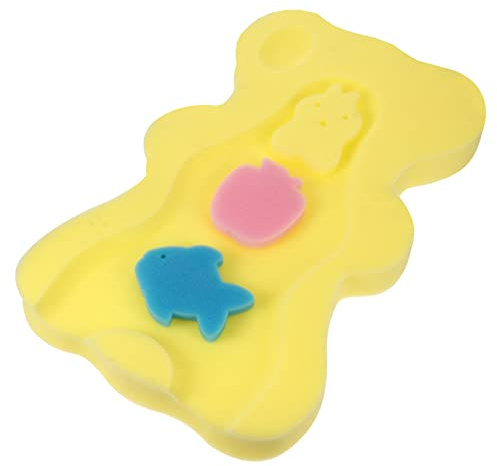 COOPHYA Coussin De Bain Antidérapant Pour Bébé En Éponge Confortable, Tapis De Bain Bébé Jaune Soutien Rembourré Pour Tête Et Dos, Adapté Pour -né, Léger Et Facile à Ranger