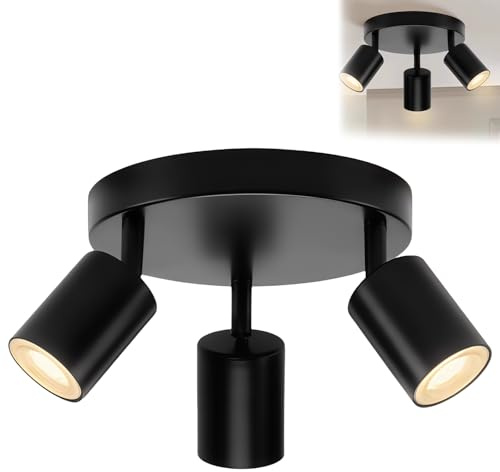 WIYETY Faretto da soffitto LED a 3 luci: Lampada da soffitto rotonda in alluminio orientabile, GU10 Plafoniera, Spot da soffitto moderno, per soggiorno camera da letto cucina ufficio (senza lampadina)
