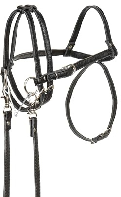 SKIPPI Briglia per Hobby Horse - Nero, Hobby Horse Accessori, Set Morso, Redini, Ecopelle, per Cavallo A3