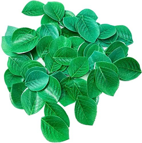 Adornos para magdalenas de oblea de papel de arroz de hoja verde, 50 piezas de decoraciones comestibles para pasteles de tamaño mixto para baby shower, bodas, cumpleaños y fiestas de verano