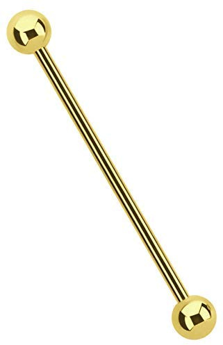 Piercing per orecchio industriale intimo, in acciaio 316L con rivestimento PVD da 1,6 mm, acciaio inossidabile