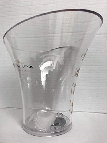 Moët & Chandon Champagner Kühler Flaschenkühler Trendy (klar/schwarz/gold) Eiswürfel Eiseimer Champagnerkühler für 0.75 l oder 1.5 l Magnum Flasche inkl. 2 Untersetzer