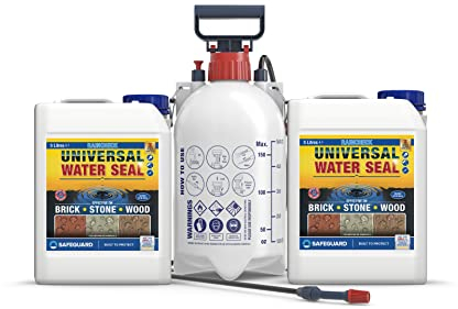 Raincheck Imperméabilisant Hydrofuge Multi-Surface 2 x 5L + Pulvérisateur – Protection 10 Ans pour Brique, Pierre & Bois Extérieur – Rendement 35m²