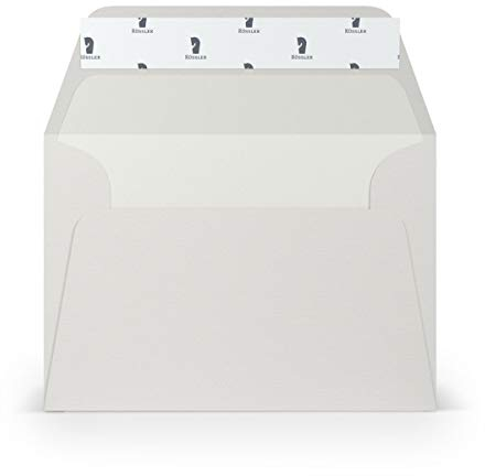 PAPERADO 50 Briefumschläge DIN C6 Haftklebung mit Seidenfutter Eisgrau gerippt Hell-Grau - 100 g/m² Kuvert ohne Fenster 11,4 x 16,2 cm - Umschläge mit breiter Verschlussklappe