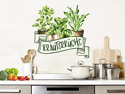GRAZDesign Wandtattoo Küche Kräuterküche mit Kräutern, Wandaufkleber Esszimmer, Küchenaufkleber / 43x40cm