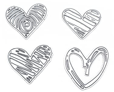 WANGCL 4 Fustelle in Metallo a Forma di Cuore, stampi per goffratura a Cuore, Stencil per Fai da Te, creazione di Biglietti, Decorazioni fotografiche, Scrapbooking di Carta
