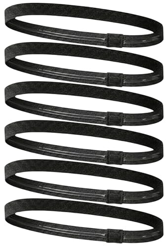 AKH® 6 Sports Headband |Pack of 6 |Sweat Bands |Non-Slip |Elastic Head Bands | Gym headband | Hair Bands For Unisex Women Men | For running, Cycling, Workout, Exercise, Yoga | Sport Headband (Black)