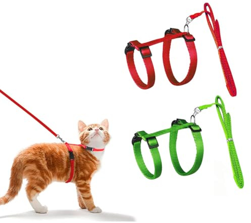 LATRAT 2 pettorine per gatti con guinzaglio, imbracatura leggera, per gatti con guinzaglio e collari, per cuccioli di gatto