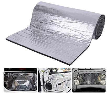 OEAK Tapis D’Isolation Acoustique Tapis pour Voiture Tapis de Voiture Isolant Amortisseur d'Isolation Phonique Thermique Sonore Autocollant Imperméable Moteur Toit Fenêtre(Argent,200cm×50cm×10mm)