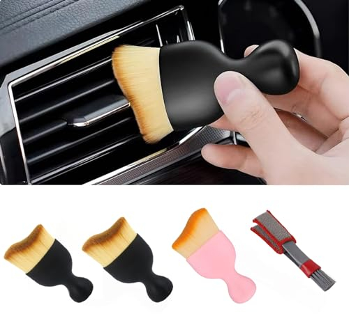 PDSQL 4 Stück Auto Reinigungsbürsten,Auto Detailingbürste,Armaturenbrett Air Outlet Gap Staub Entfernung Bürsten Car Interior weichen Borsten Detailing Brushes,Cleaning Brush for Interior/Exterior
