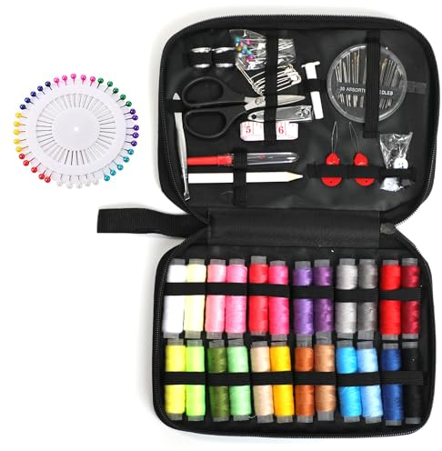Juego de accesorios de costura de 130 piezas: kit de costura portátil ideal para principiantes, campistas, aficionados y mochileros