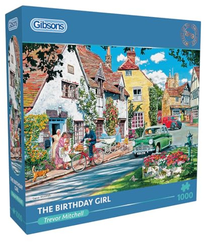 Gibsons The Birthday Girl 1000 Piece Jigsaw Puzzle for Adults – Village Countryside Scene by Trevor Mitchell – Peaceful British Artwork – Premium Sustainable Puzzle Made in the UK/EU