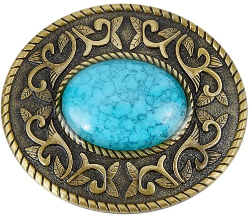 GORGECRAFT Hebilla de Cinturón Turquesa Occidental Medieval Vintage - Accesorio de Cierre Estilo Bohemio - Moda Joyería Punk para Vaquera - Bronce Antiguo