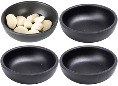 Fituenly 4 Uds. Platos para Salsa De Soja, Plato para Salsa De Sushi Wasabi, Cuencos para Inmersión Negros, Plato para Condimentos, Vajilla, Accesorios De Cocina
