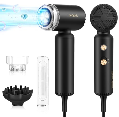 Reisefön Ionen Haartrockner, Supgaliy 1500W Klein Föhn, 290g Superleicht, Kinder Leise Fohn, Föhn mit Diffusor, Mini Hair Dryer(Grau)