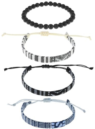 Mabor 4 Stück Freundschaftsarmbänder, Stoffarmband Damen Surfer Armband Herren Festival Armbänder Stoff Geflochtene Armband Stoff Verstellbares Surferarmband Surferarmband Damen Herren