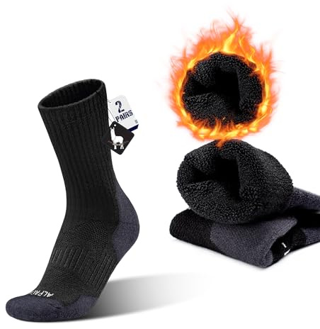 ineepor Calze Termiche Donna Uomo di Alpaca Calzini Termici Caldi Invernali Calze Lana da Trekking Running Sportive Sci Calde 2 Paia