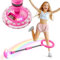 Ankle Skip Ball for Kids with Counter, Timer, Cal Calculator, Girl Birthday Gifts for Age 5 6 7 8 9 10+, Rechargeable Foldable Sports Toy Skip it Toy for Kids Xmas Present Pink
