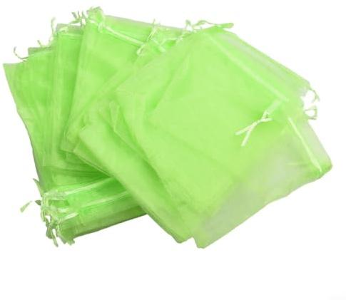 zeroupshop Paquete de 50 bolsas de malla para protección de plantas de jardín con cordón, red de nailon reutilizable para control de plagas, barrera de insectos de organza verde para tomates, uvas,