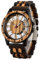 Tiong Herrenquarzuhr aus Holz, ausgehöhlte arabische Ziffern braune Schwarze Herrenuhr aus Holz