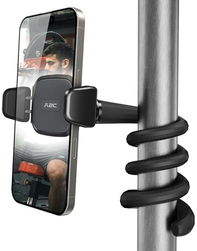 A2C Flexible Phone Holder for Gym, Treadmill, Peloton, Stroller, Shopping Cart, Desk, Portable Gooseneck 16.5” Long Arm Phone Mount for 4.7”-6.9 Smartphones