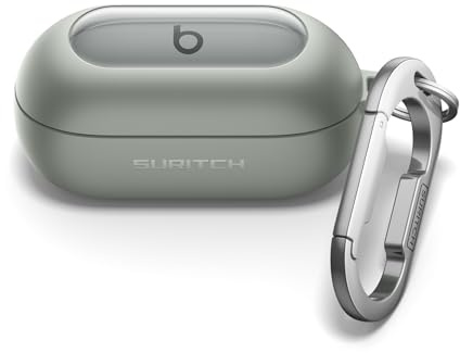 SURITCH Magnetic Case Compatible with Beats Solo Buds,Robuste Stoßfeste Schutzhülle für Kopfhörer​​ mit Reinigungsset & Karabiner Schlüsselbund（Grün）