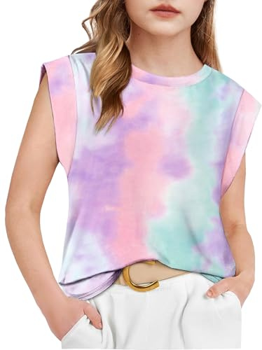 Arshiner Girls T-Shirt Cap Sleeve Kids Round Neck Tops Kid's Basic Tee | Plain Shirts,Loose Fit,Summer,Casual,5-12 Years