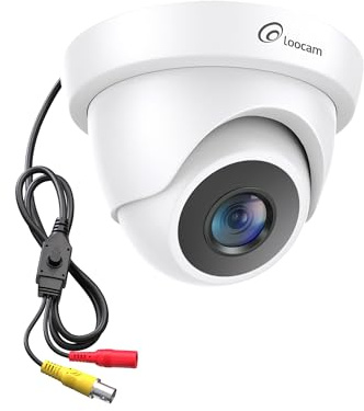 Loocam Cámara de Vigilancia 1080p HD 1920TVL, Cámara Dome Cableada Híbrida 4-en-1 (CVI/TVI/AHD/CVBS), Visión Nocturna IR 24m, Resistente a Las Inclemencias IP66 para Sistema de Seguridad DVR CCTV