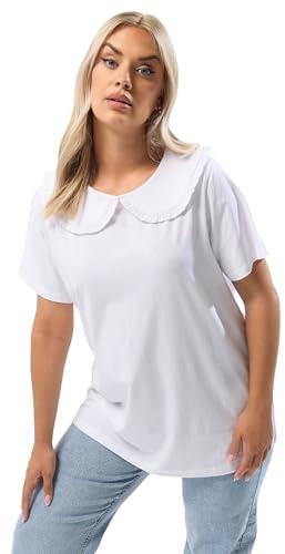 Yours Curve Frill Collar Top - Women's - Plus Size Curve White