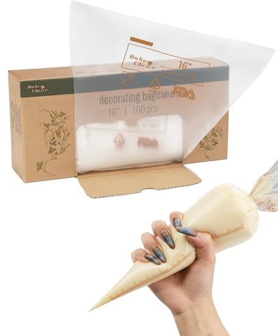 16 Inch Large Piping Bags, 100PCS Thickened Disposable Pastry Bags, Anti Burst Icing Bags for Cream Frosting, Non-slip Frosting Bags, Cake & Cookie Decorating Supplies