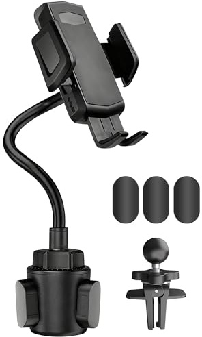 PAIYUE Car Cup Holder Phone Mount,Car Accessories 2-in-1 Adjustable Phone Cup Holder with Flexible Gooseneck & 360° Rotatable Cradle for 4-7 Smartphones,Fits Most Standard Vehicle Cup Holders