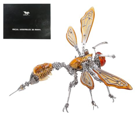 3D metallbyggsats mekanisk geting med LED-belysning, gör-det-själv steampunk insektsmodell, gåva till modellbyggande hobbyister (420 delar)