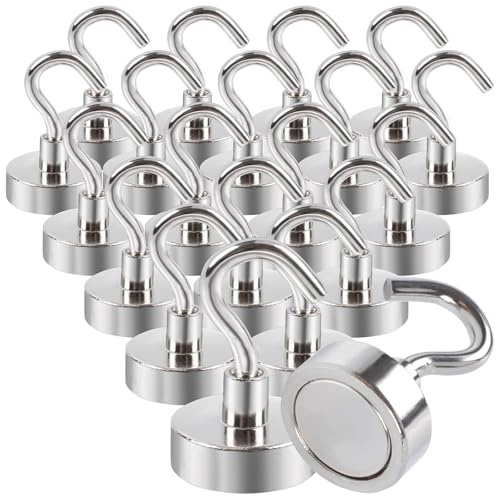 Duoleimi 20 Ganchos magnéticos Extra Fuertes: Ganchos magnéticos Extra Fuertes, Ganchos magnéticos e imanes Fuertes con Ganchos, Ganchos magnéticos para Cocina, Camping, Accesorios, 16 mm, Plateados
