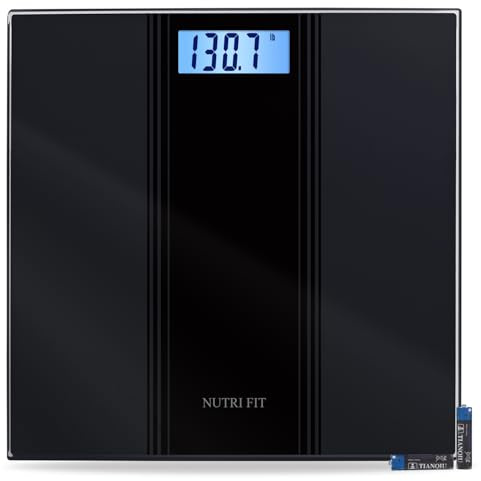 NUTRI FIT Scale for Body Weight Digital Bathroom Scale, Highly Accurate Electronic Weighing Machine for People, LCD Backlit Display, Large Size for Safe Home Use, Batteries Included, 400 lbs