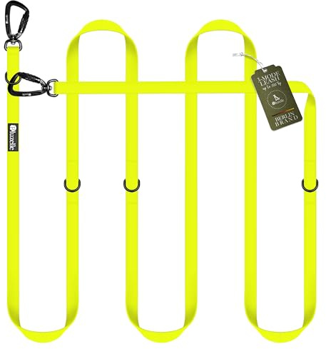 BLUZELLE Guinzaglio Cane Impermeabile Forte 3m per Cani Piccoli e Grandi (10-100kg) – Tracolla Regolabile – WEATHERGUARD – 2x Moschettoni di Sicurezza – Marchio Tedesco, Colore:Giallo Neon