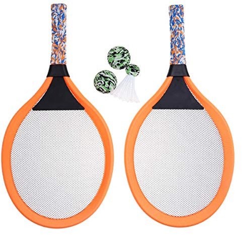 LIOOBO Raquettes De Tennis Et Badminton Enfant Ensemble LéGer avec 2 Balles Badminton Et 1 Balle De Ping-Pong Accessoires De Sport De Plein Air pour ÉCole Maternelle Et Jeu Parent-Enfant