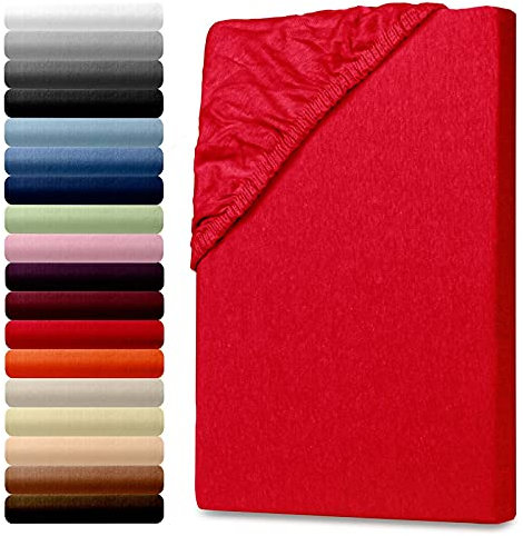 Julido Spannbettlaken Jersey 140x200 cm, Baumwolle Rot, Oeko-Tex Standard 100 Zertifiziert, Hautsympathisch und Atmungsaktiv, Ideal für Allergiker und Empfindliche Haut