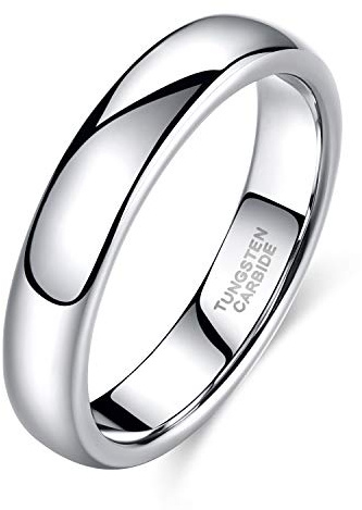 Ringar för kvinnor och män i volfram, silverfärg, smal, enkel, polerad förlovningsring, vigselring 2 mm 4 mm 6 mm 8 mm