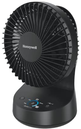 Honeywell QuietSet 5 Oscillating Table Fan, Black - Personal and Small Room Fan with Quiet Operation and 5 Levels of Power and Sound