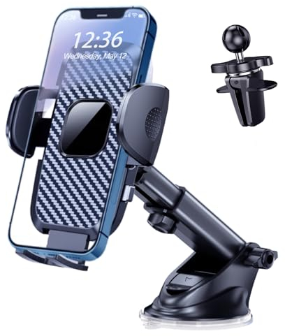 Josnown Handyhalterung Auto, 3 in 1 Lüftung & Saugnapf KFZ Handy Halterung, Upgrade Version EIN-Knopf-Release 360° Drehbar Universal Handyhalter Auto