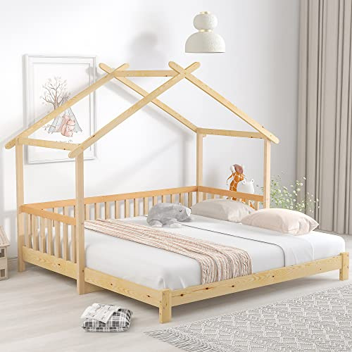 Cama extensible en árbol, cama infantil, cama individual y doble, madera maciza pura, natural 180/90 x 200 cm