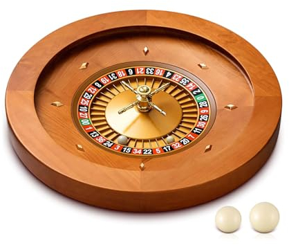 ATIJAA Roulette-Rad Roulette-Tischspiele aus Holz, 50,8 cm, Roulette, Casino-Qualität, Präzisionslager, Trinkspiele für den professionellen Heimgebrauch oder für Nachtpartys Casino-Spiele