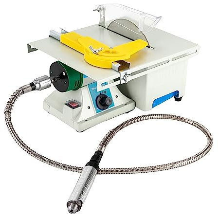 Mini sega da tavolo, 5 in 1 portatile, mini sega da tavolo multifunzione, profondità di taglio 38 mm, per lucidatura, taglio, levigatura, levigatura e incisione, 800 ~ 10000 giri/min