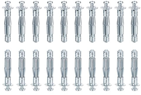 DTGN M5x52mm Hollow Wall Anchors - 50 Pack - Good for Hollow Wall Plaster Walls - Carbon Steel Hollow Drywall Anchors Screws, Silver