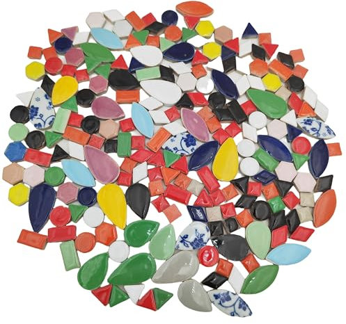 Carreaux de mosaïque en céramique aléatoire, 500 g, pour loisirs créatifs, assiettes, pots de fleurs, vases, tasses, fournitures de mosaïque (9 formes mélangées)